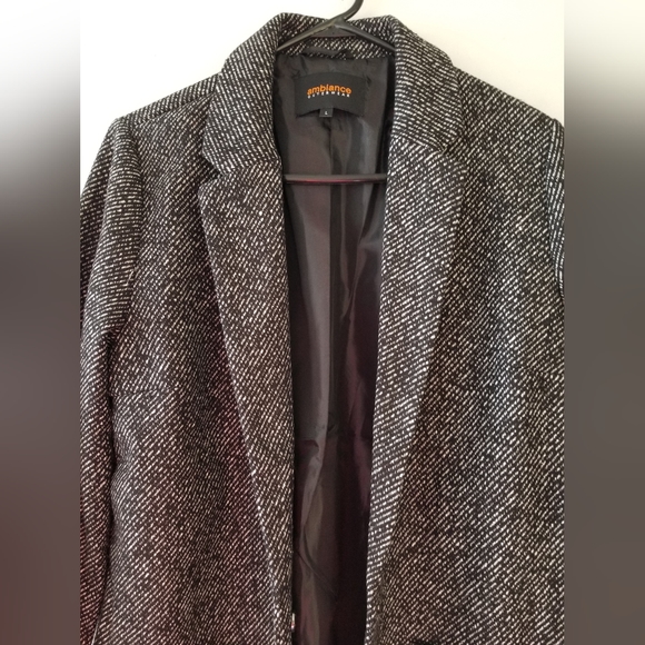 Women's Ambiance Outerware Jacket black & white tweed size large - Picture 12 of 13